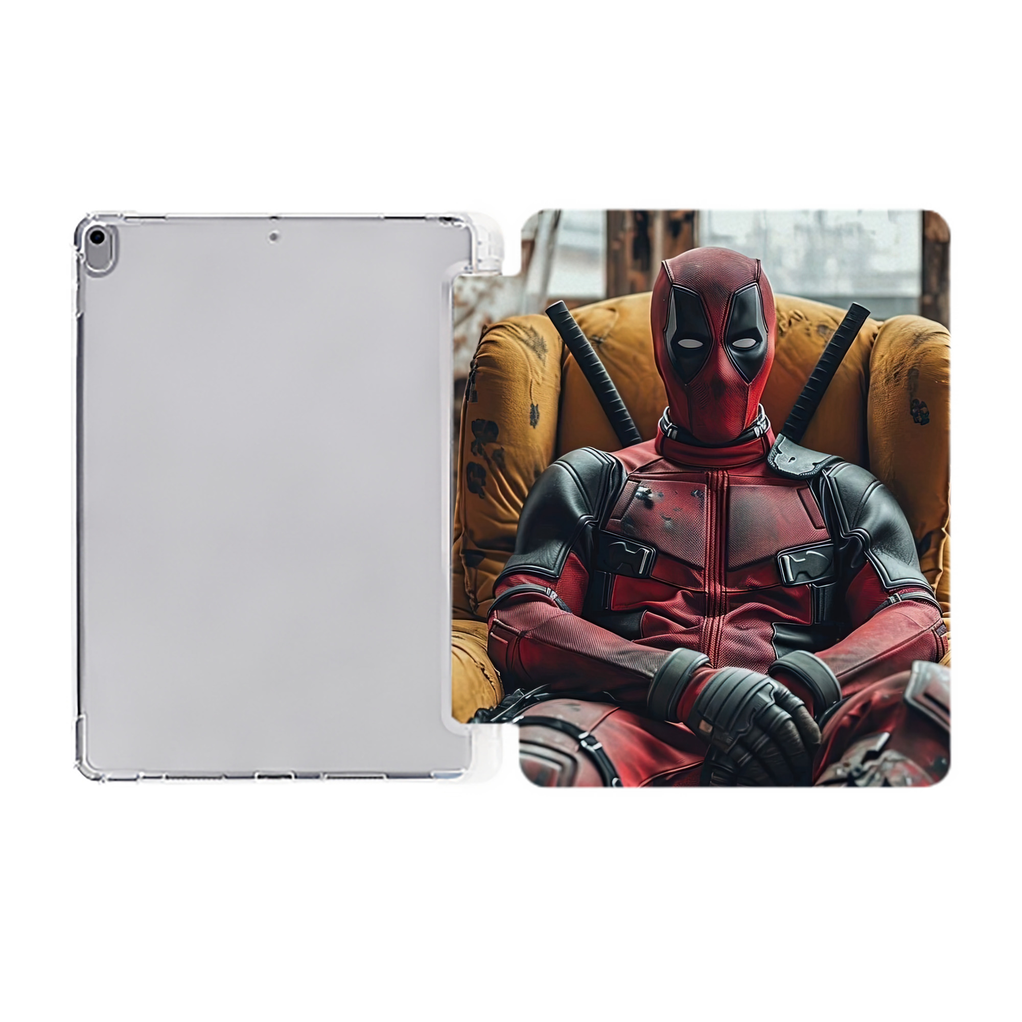 （画像用） Deadpool デッドプール IPad ケース ペン収納付き 三つ折りスタンド PUレザー×シリコン 対応機種9.5/10.5/10.9インチ